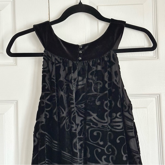 AB Studio Dress Womens 8 Black Velvet Burnout Halter Sleeveless Cocktail Party - Picture 4 of 11